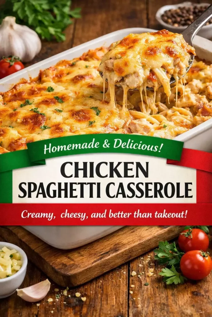 Chicken Spaghetti Casserole (Better Than Takeout)