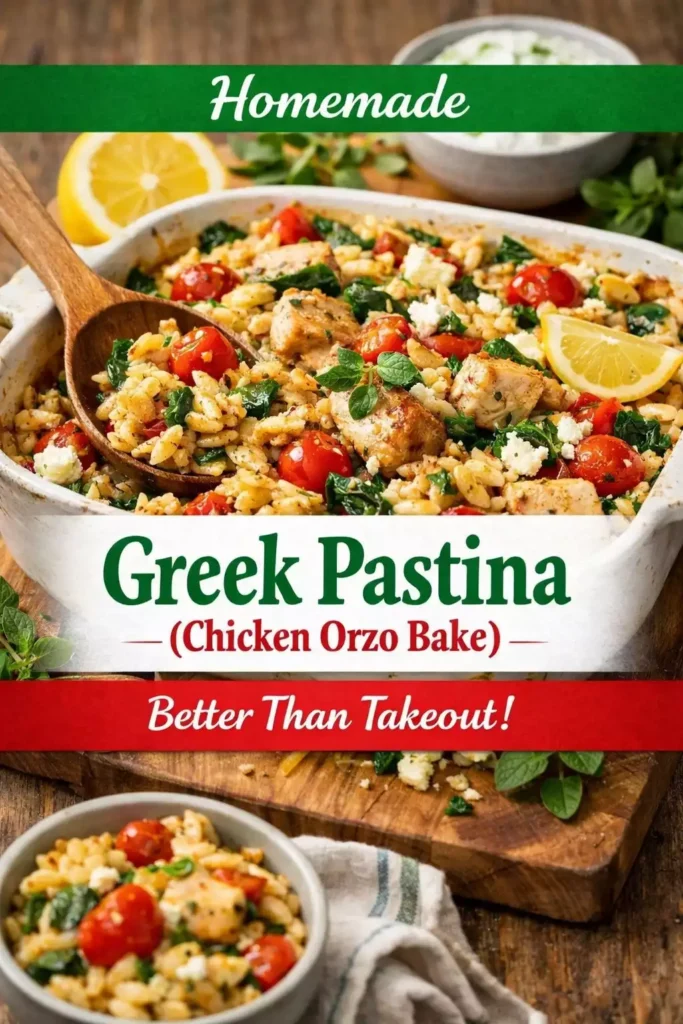 Greek Pastina (Chicken Orzo Bake) (Better Than Takeout)