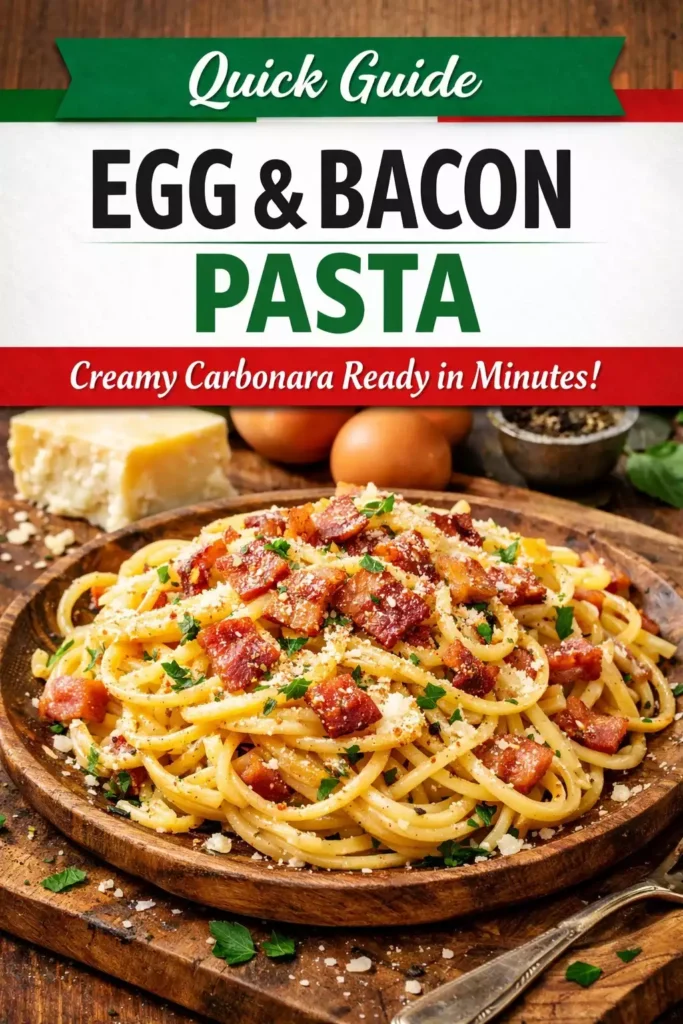Egg and Bacon Pasta (Quick Carbonara) (Ready in Minutes)